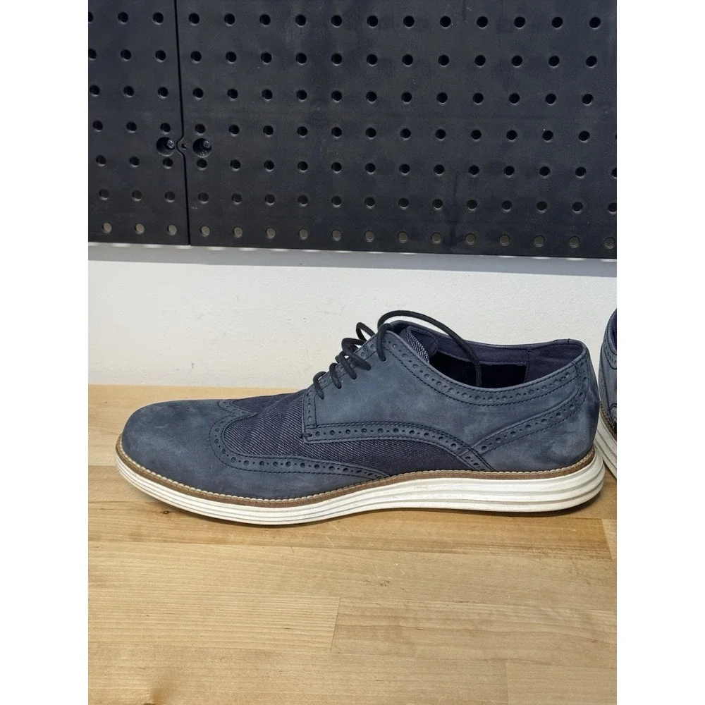 Cole Haan Navy Blue Wingtip Boat Shoes